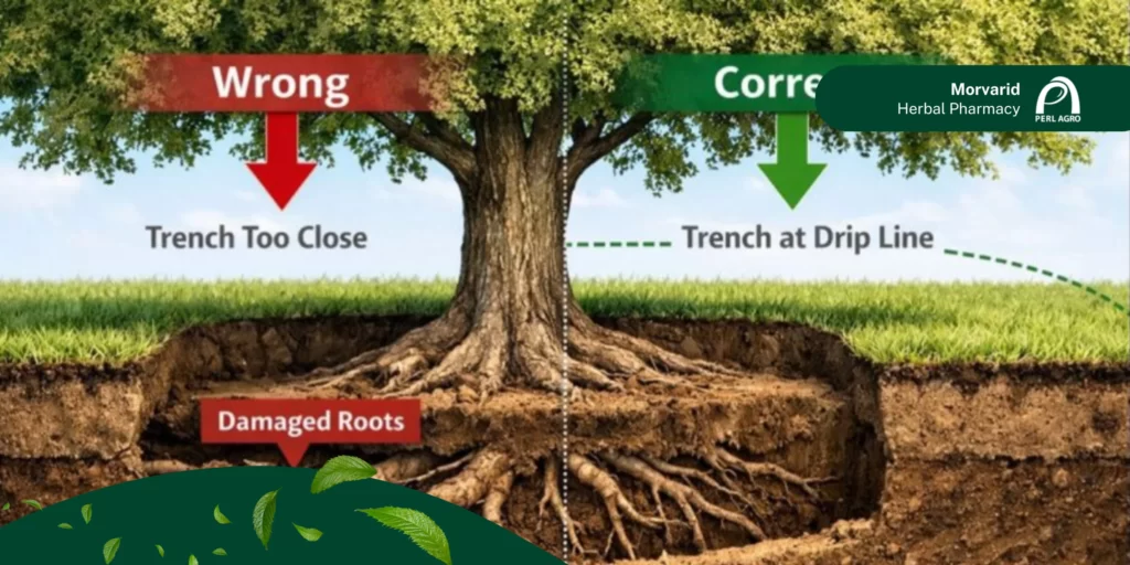 محل مناسب قرار دادن کود در کنار ریشه درخت